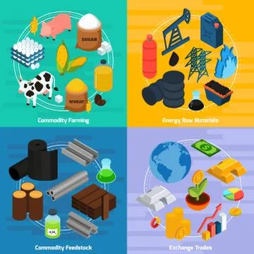 Commodity Concept Icons Set Stock Illustration