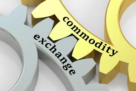 Commodity Exchange concept on the gearwheels, 3D rendering 스톡 일러스트