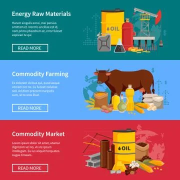 Commodity Flat Horizontal Banners Stock Illustration