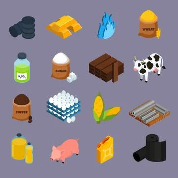 Commodity Icons Set Stock Illustration