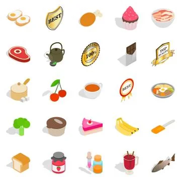 Commodity icons set, isometric style Stock Illustration