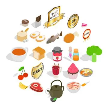 Commodity icons set, isometric style Stock Illustration