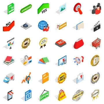 Commodity icons set, isometric style Stock Illustration
