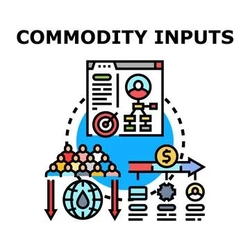 Commodity inputs achieving business value chain progress Stock Illustration