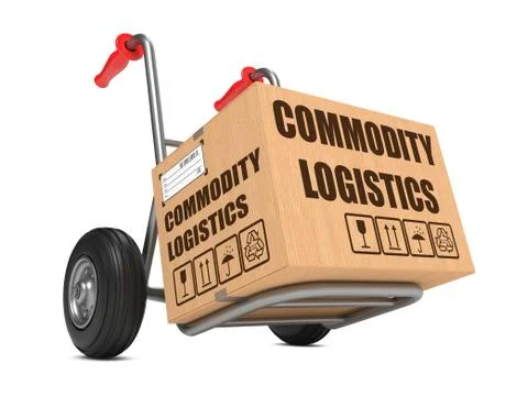 Commodity Logistics - Cardboard Box on Hand Truck. Stock Illustration