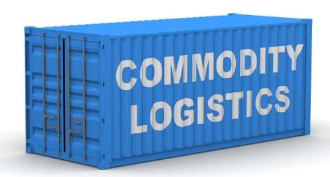 Commodity logistics. Text on the cargo container Stock Illustration