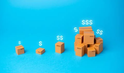 Commodity prices. Added value. Rising prices. Increase in supplies and produc 库存照片