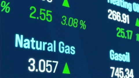 Commodity trading information, brent crude oil, heating oil and natural gas movi Video stock 278218073