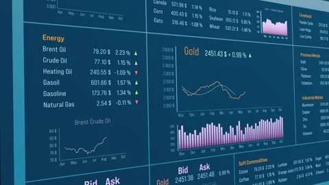 Commodity trading screen, rising oil and gold chart. Stock Footage 300038165