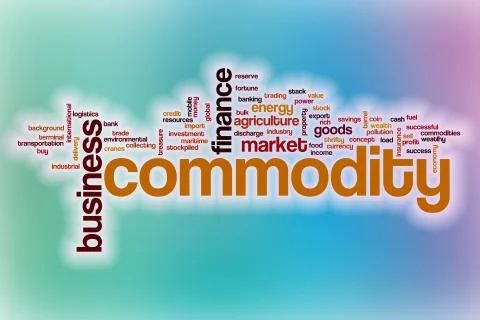 Commodity word cloud with abstract background Stock Illustration