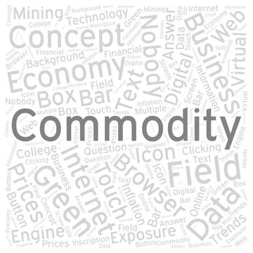 Commodity Word cloud art Detailed Vector Stock Illustration