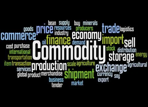 Commodity, word cloud concept Illustrazione stock
