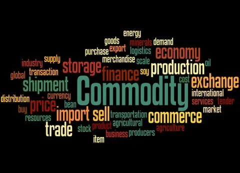 Commodity, word cloud concept Illustrazione stock