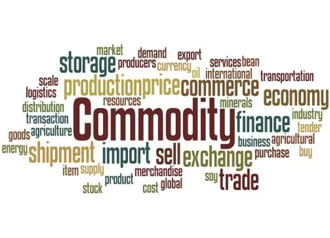 Commodity, word cloud concept Illustrazione stock