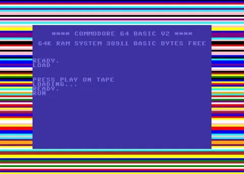 Commodore 64 editorial loading stripes run screen Stock Illustration