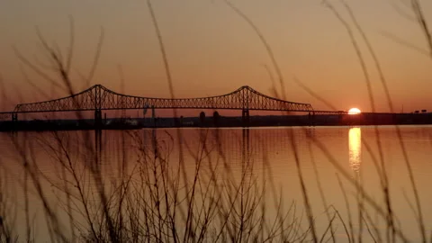 Commodore Barry Bridge at Sunset 4K Stock Footage 151046339
