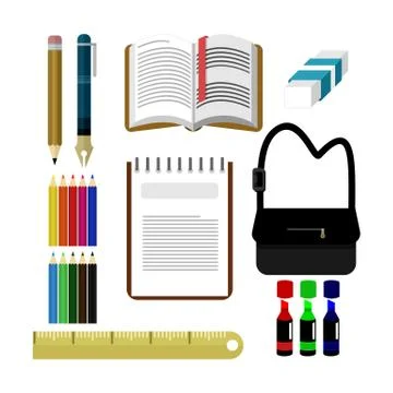 Common Back to School Student Stuff Illustration Design Set Stockillustratie