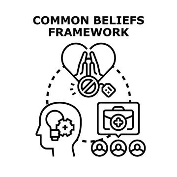 Common beliefs framework establishing shared values Stock Illustration