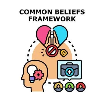 Common beliefs framework establishing shared values Stock Illustration