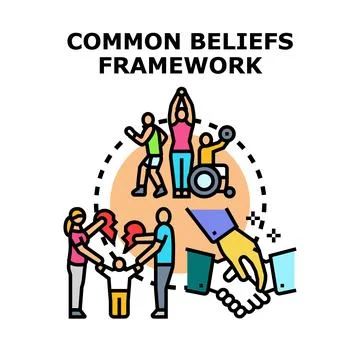 Common beliefs framework uniting diverse communities and concepts Stock Illustration