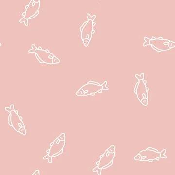 Common carp line seamless pattern Stock Illustration