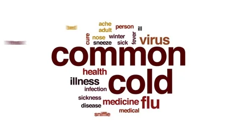 Common cold animated word cloud, text design animation. Stock Footage 80321802