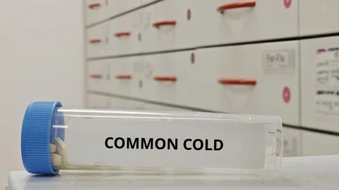 COMMON COLD treatment tablets for relieve symptoms of viral respiratory Stock-Fotos