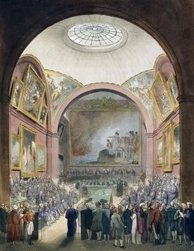 Common Council Chamber, Guildhall.  Circa 1808.  After a work by August Pugin an Stock Illustration