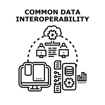 Common data interoperability concept with connected devices Stock Illustration