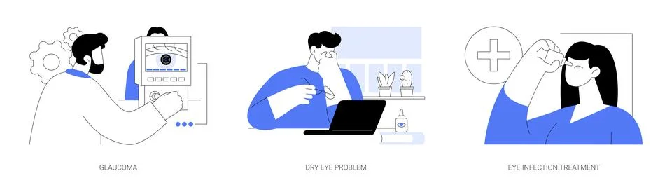Common eye procedures abstract concept vector illustrations. Stock Illustration
