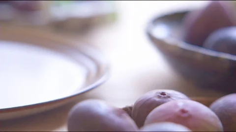 Common figs in bowl Stock Footage 76136206