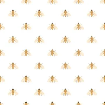 Common fly repeating pattern on white background Stock Illustration