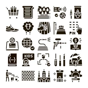 Common glyph icons collection for web design Illustrazione stock