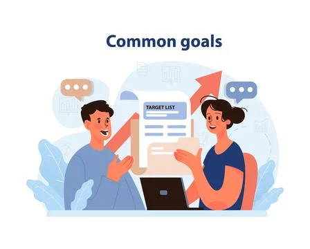 Common goals concept. Flat vector illustration. Illustrazione stock