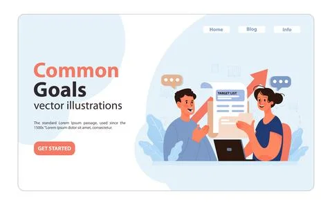 Common goals concept. Flat vector illustration. Illustrazione stock