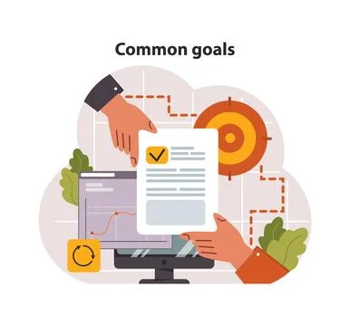 Common goals concept. Flat vector illustration Illustrazione stock