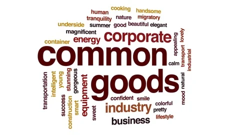 Common goods animated word cloud, text design animation. Stock Footage 80482811