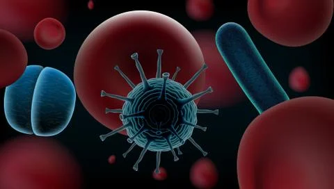 Common Human Virus Or Bacteria Under A Microscope Close Up イラスト素材