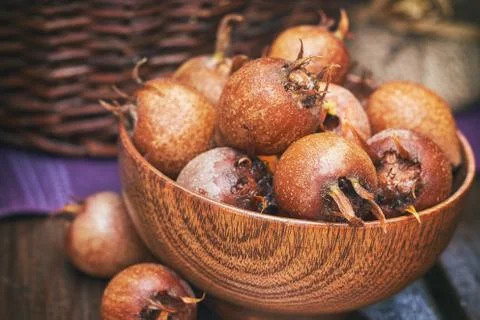 Common medlar fruit mispel Stock Photos