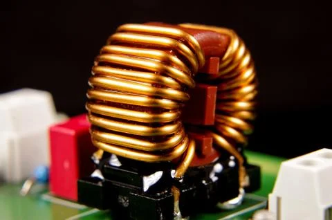 Common mode choke electronic component close up Foto stock