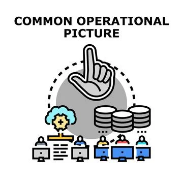 Common operational picture concept visualizing shared data Stock Illustration