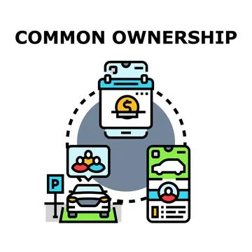 Common ownership concept with car sharing application Stock Illustration