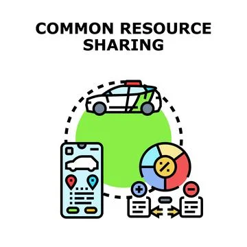 Common resource sharing concept developing modern economy Stock Illustration