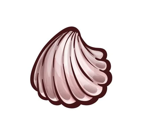 Common seashell with ribbed surface. Marine animal Stock Illustration