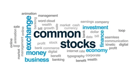 Common stocks animated word cloud. Kinetic typography. Stock Footage 111818258