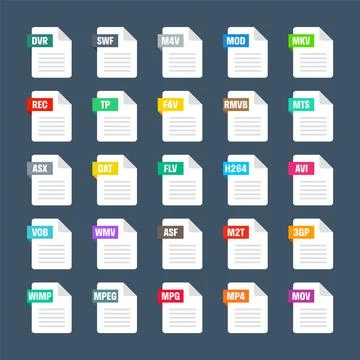 Common system file formats. Document types and extensions. Flat style icons 스톡 일러스트