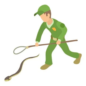 Common viper icon isometric vector. Man in uniform with noose and european viper Stock Illustration