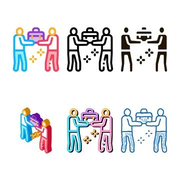 Common work of two pack people icon vector outline Stock Illustration