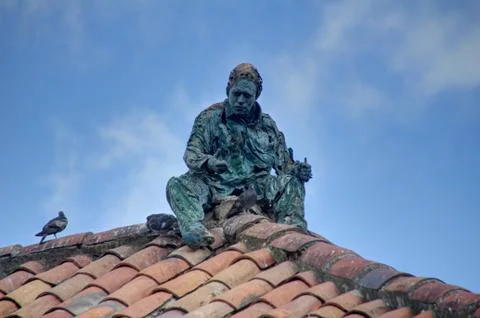 Commoner on rooftop Stock Photos