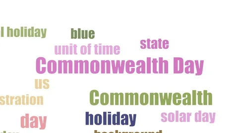 Commonwealth Day Tag Cloud Animated Isolated On White 스톡 동영상 103096308
